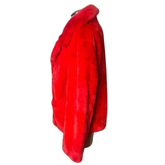 Zadig & Voltaire Jacket M/L Red Freeze Color Faux Fur Coat Medium Large - Picture 3 of 9